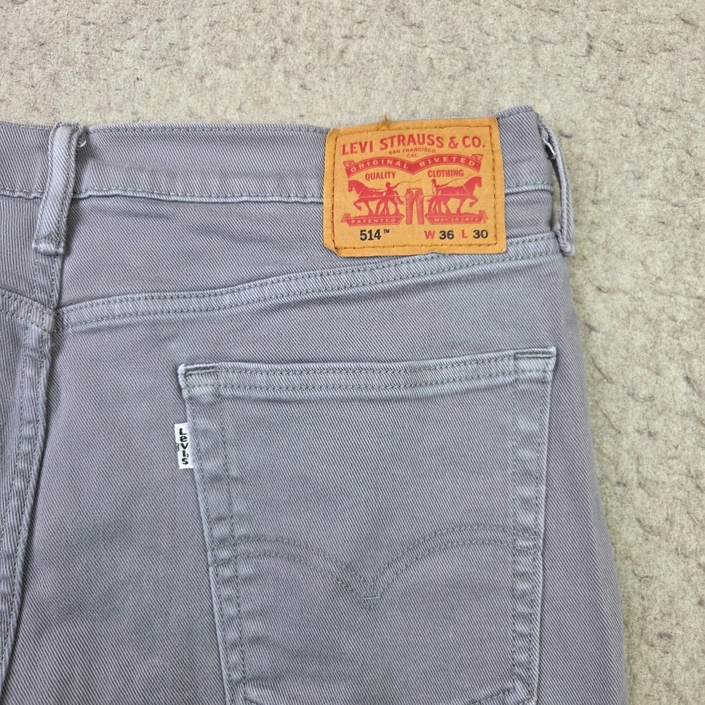 Levi's 514 Jeans Mens 36x30 Straight Fit Grey Stretch Denim Fits (36x28) - Picture 7 of 15
